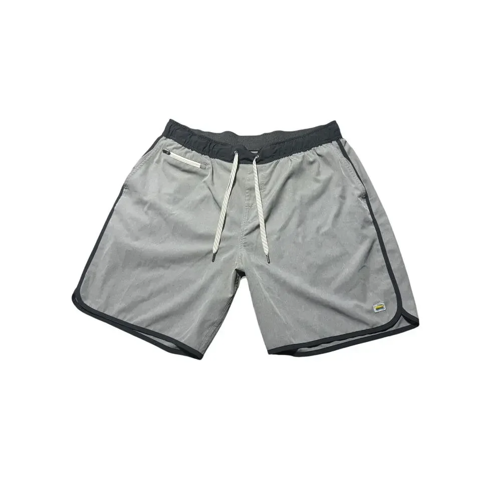 Vuori Swim Banks Shorts Mens XL Gray Elastic Waist Zipper Pocket Unlined #V330